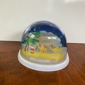 Vintage Morocco Snow Globe Camels and Desert Scene